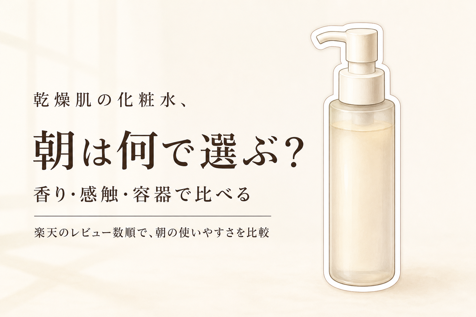 乾燥肌の化粧水おすすめ6選｜楽天のレビュー数順で比較、朝の感触・容器・香りで選ぶ
